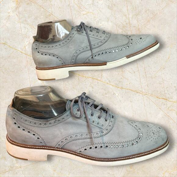 Cole Haan 7 Day Men's Wingtip Oxford Shoes Gray Nubuck Size 11.5 M Comfy Classic - Picture 1 of 7